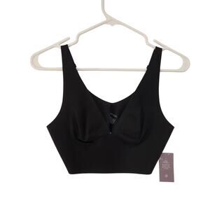 Auden Luxury Collection Black Seamless Unlined Plunge V-Neck Bralette Medium